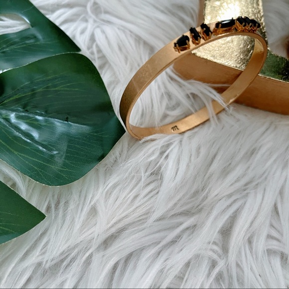 Madewell Bangle Gold Color Black Jewels Slip On - Picture 3 of 8